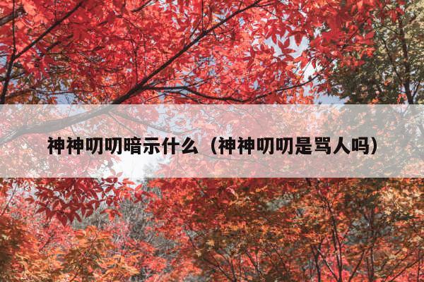 神神叨叨暗示什么(神神叨叨是骂人吗)