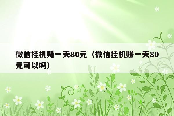微信挂机赚一天80元(微信挂机赚一天80元可以吗)