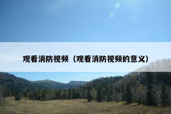 观看消防视频(观看消防视频的意义)