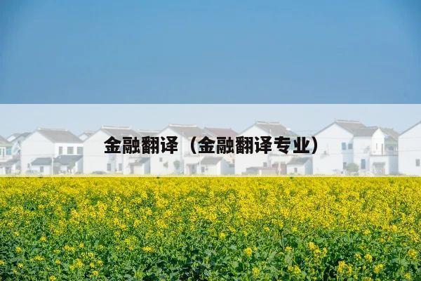 金融翻译(金融翻译专业)