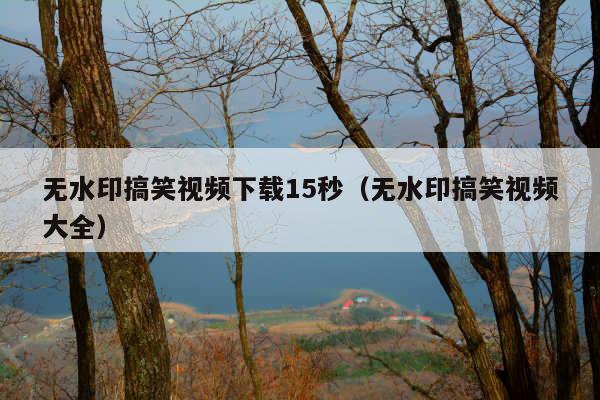 无水印搞笑视频下载15秒(无水印搞笑视频大全)