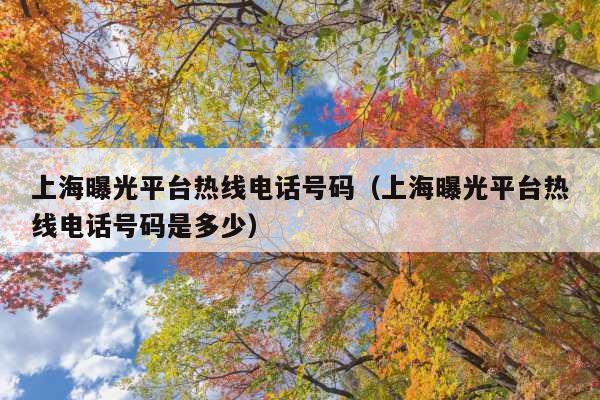 上海曝光平台热线电话号码(上海曝光平台热线电话号码是多少)