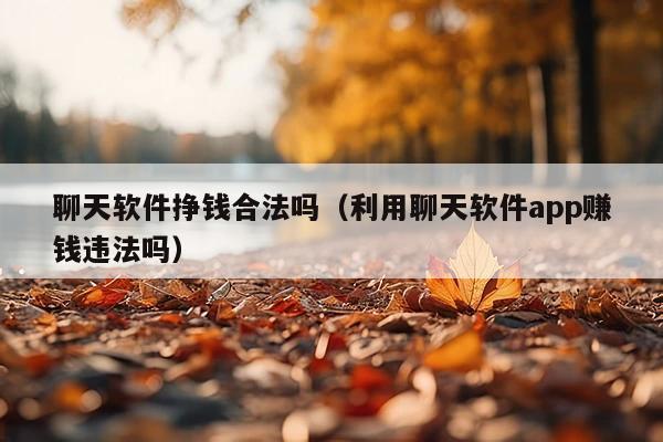 聊天软件挣钱合法吗(利用聊天软件app赚钱违法吗)