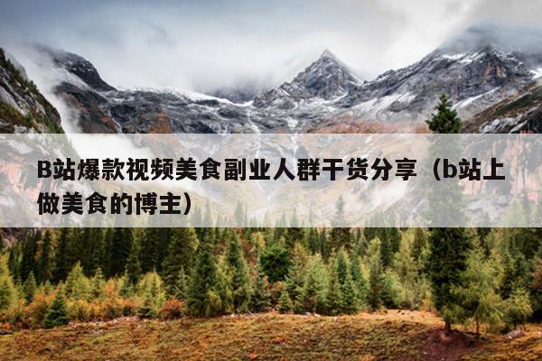 B站爆款视频美食副业人群干货分享(b站上做美食的博主)